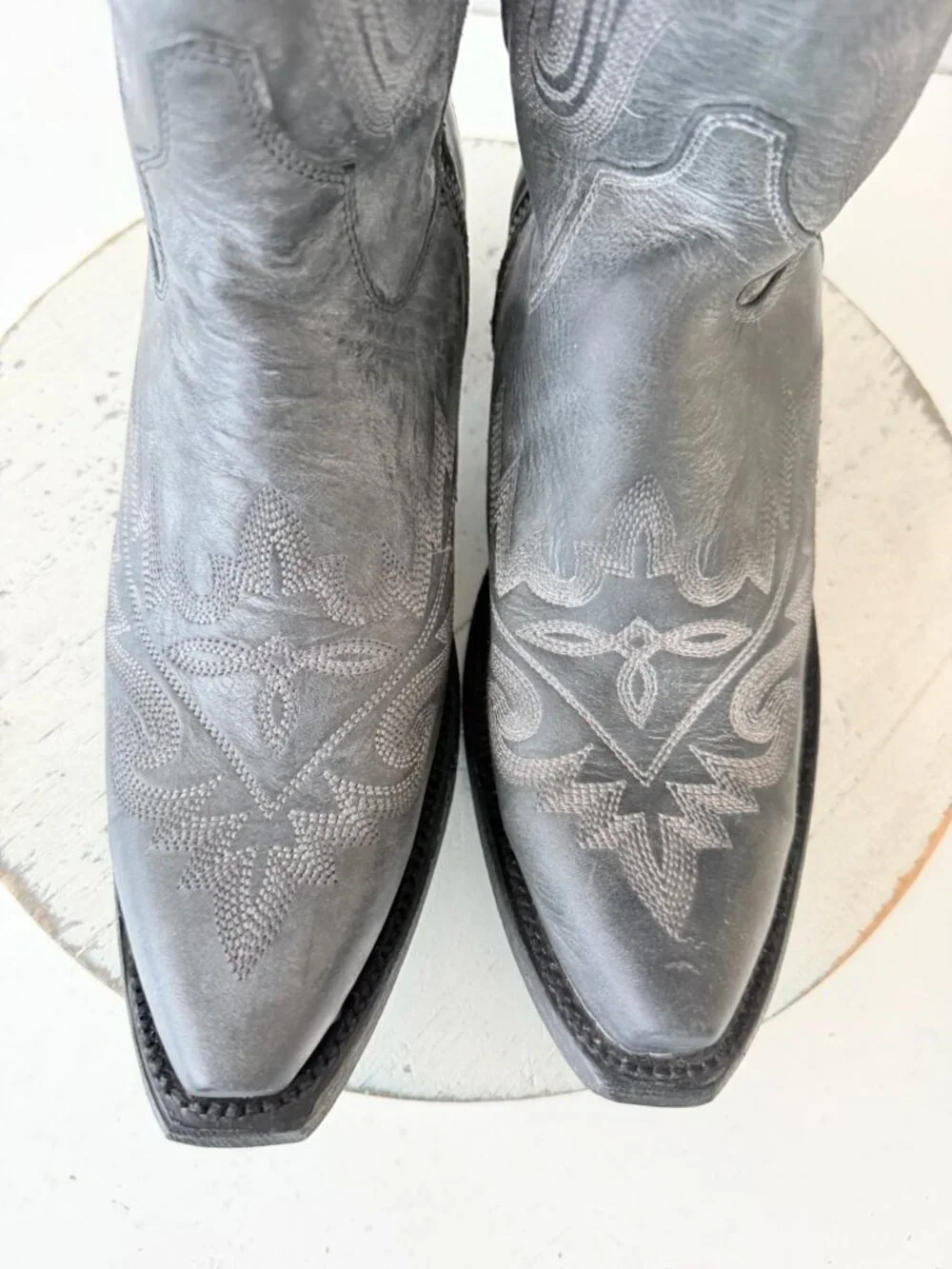 Lane LEXINGTON Over The Knee Black Cowboy Boots Womens 7.5 Western Snip Toe Tall